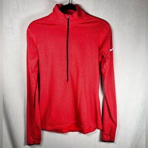 Nike Pro Long Sleeve 1/4 Zip Pacer Running Shirt w/Print - Medium in Red & Black